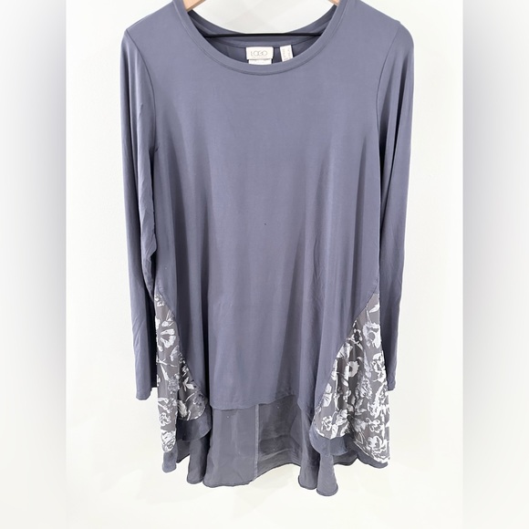 Logo By Lori Goldstein Rayon 230 Knit Tunic With Burnout Velvet Size Large - Picture 4 of 6